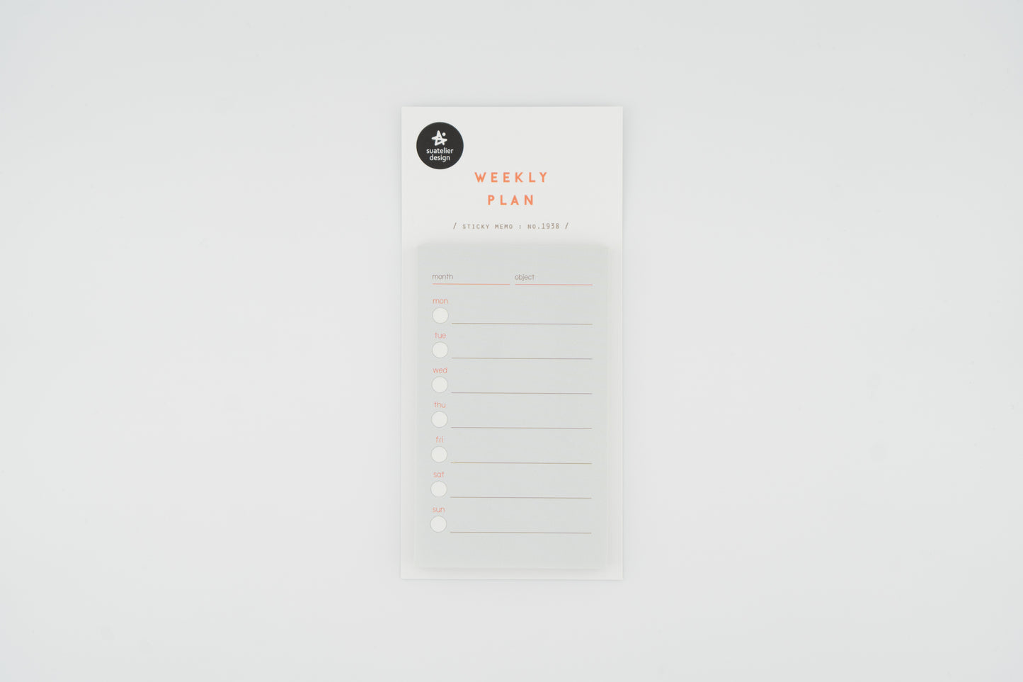 1938 Weekly Plan Sticky Memo