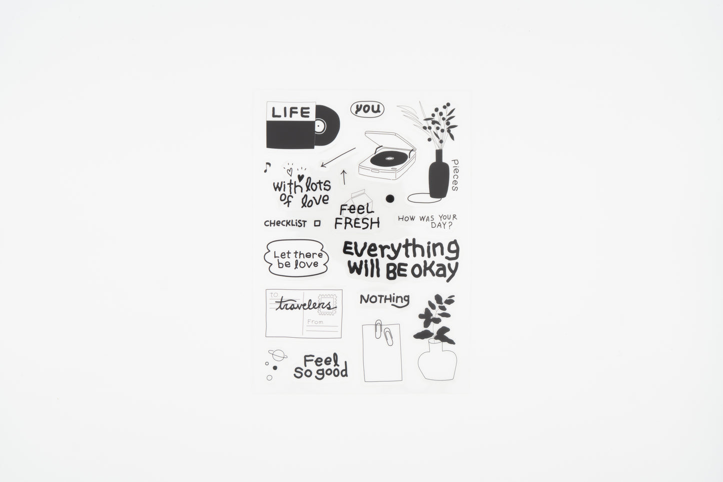 Life & Pieces Sticker Collection Clear_Black