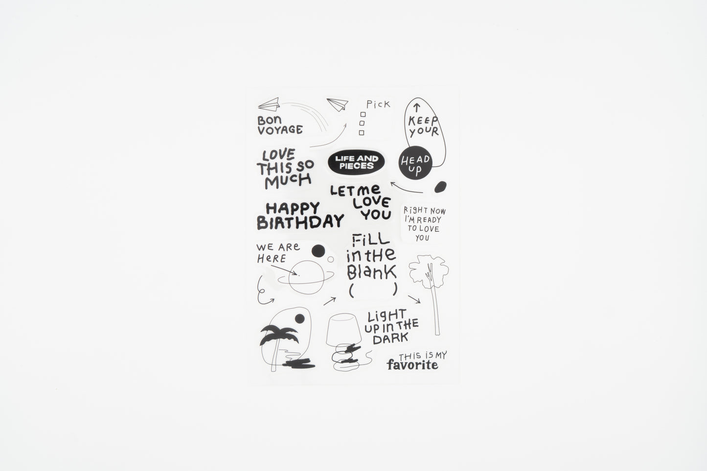 Life & Pieces Sticker Collection Clear_Black