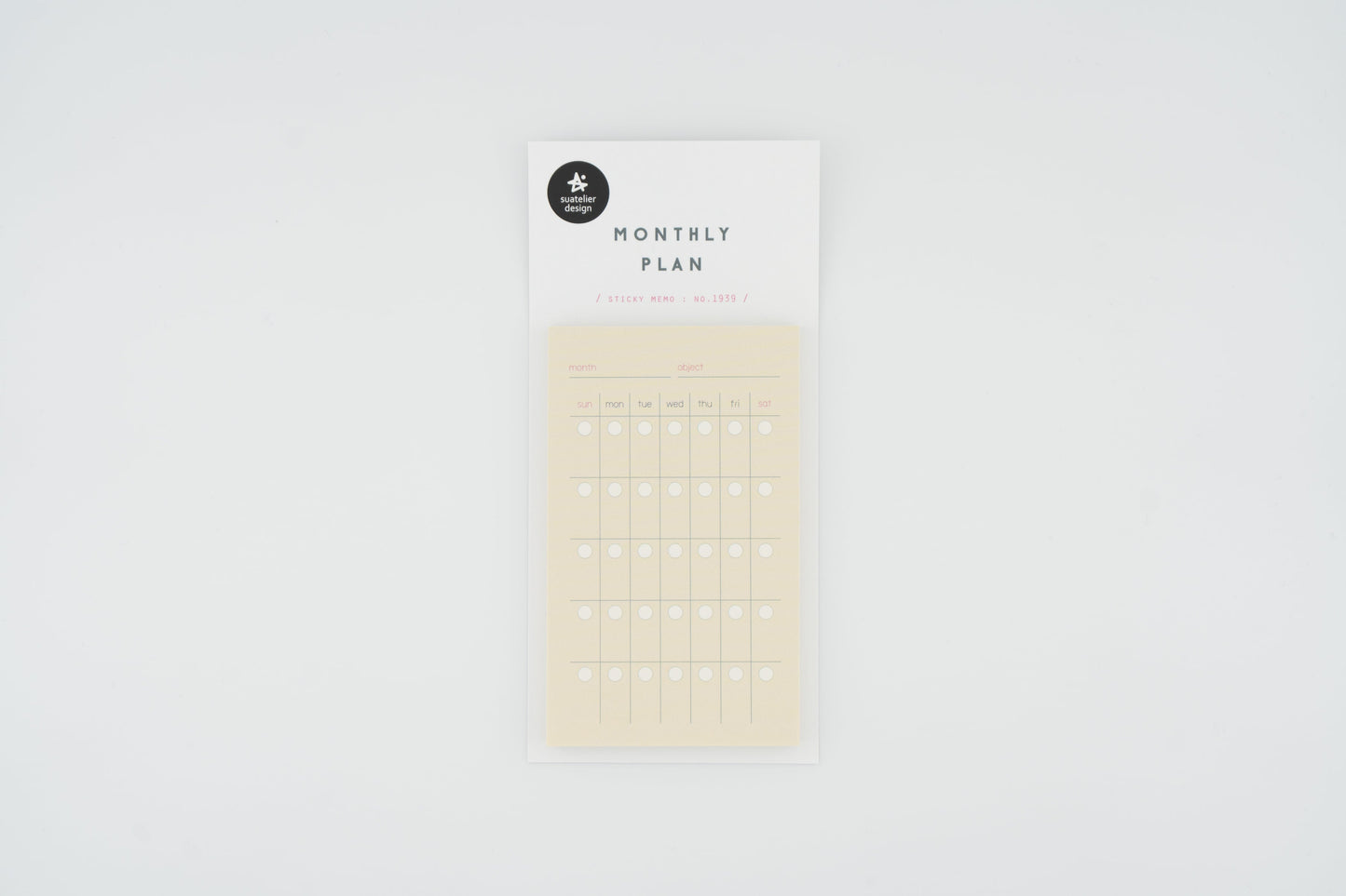 1939 Monthly Plan Sticky Memo