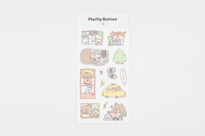 Fluffy Button Sticker Sheet -Go Out-