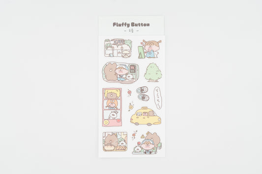 Fluffy Button Sticker Sheet -Go Out-