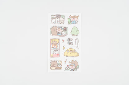Fluffy Button Sticker Sheet -Go Out-