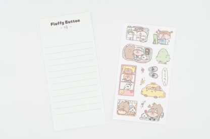 Fluffy Button Sticker Sheet -Go Out-
