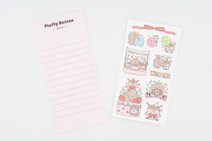 Fluffy Button Sticker Sheet -Congrats-