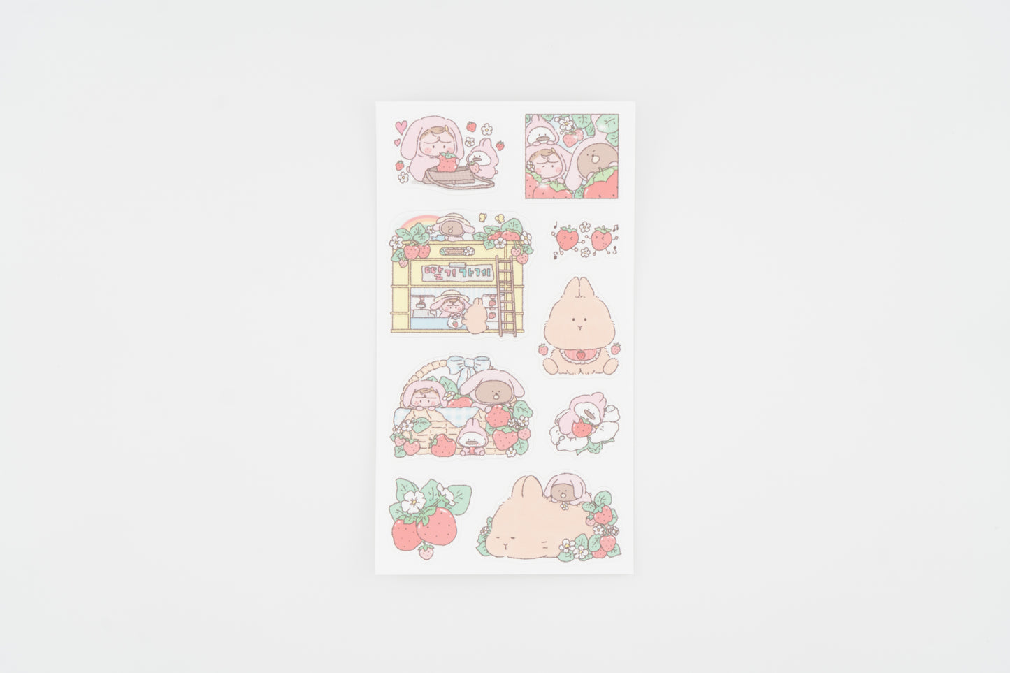 Fluffy Button Sticker Sheet -Strawberry Field Bunnies-