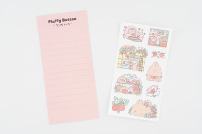 Fluffy Button Sticker Sheet -Strawberry Field Bunnies-