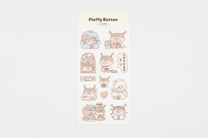 Fluffy Button Sticker Sheet -Small Happiness-