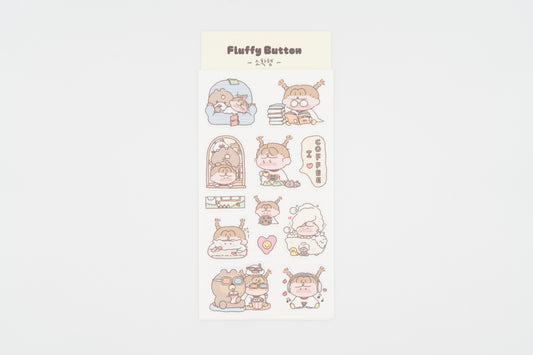 Fluffy Button Sticker Sheet -Small Happiness-