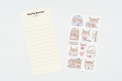 Fluffy Button Sticker Sheet -Small Happiness-
