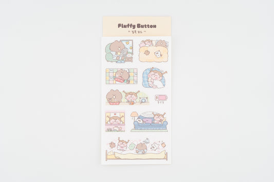 Fluffy Button Sticker Sheet -Stuck at Home Mode-