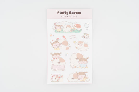 Fluffy Button Sticker Sheet "My Best Friend"