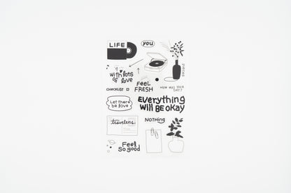 Life & Pieces Sticker Collection Clear_Black