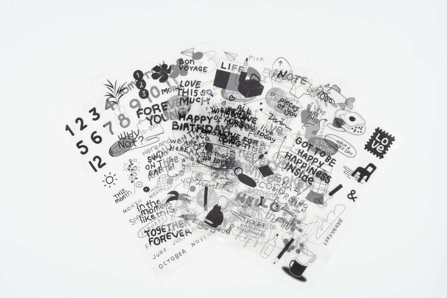 Life & Pieces Sticker Collection Clear_Black