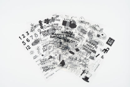 Life & Pieces Sticker Collection Clear_Black