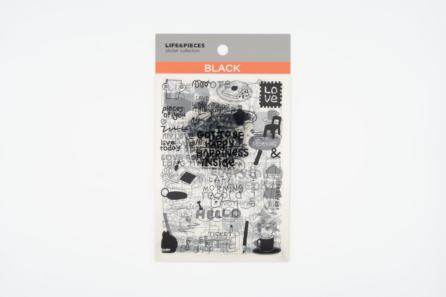 Life & Pieces Sticker Collection Clear_Black
